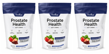 Docteat Prostate Health Soft Chews 60 Count Sugar-Free Pomegranate-Berry Flavor Daily Support with Reishi Extract Zinc Vitamin C