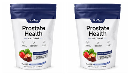 Docteat Prostate Health Soft Chews 60 Count Sugar-Free Pomegranate-Berry Flavor Daily Support with Reishi Extract Zinc Vitamin C